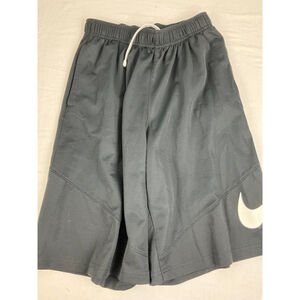 Boy's Nike Swoosh Basketball Short Size Large Black Pocket Drawstring 11" Inseam